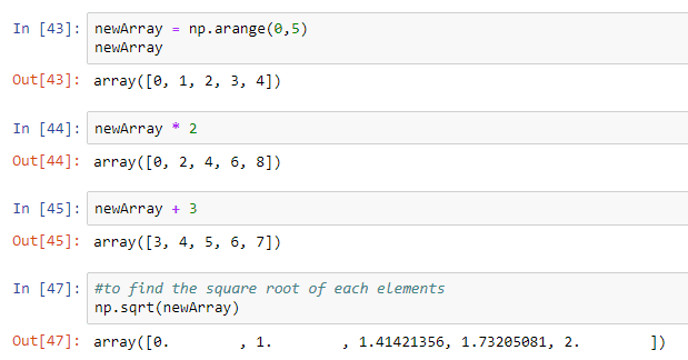 numpy array operations