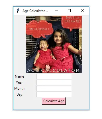 age calculator app using tkinter