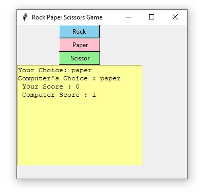 rock paper scissors game using python tkinter