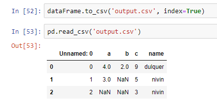 pandas write to csv files