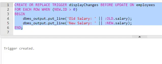 PL/SQL triggers