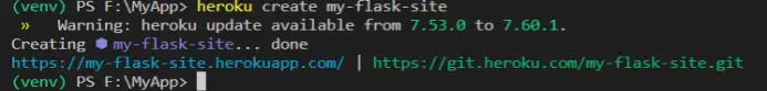 heroku create flask site