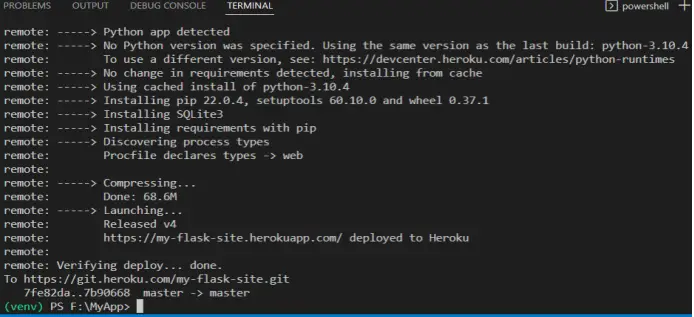 heroku flask app pushing 