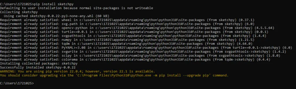 Installing sketchpy on computer