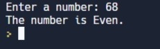 C program to check whether the given number is even or odd - output