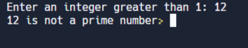 C program to check whether the given integer is a prime number or not - output2