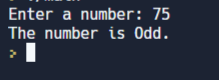 C program to check whether the given number is even or odd - output