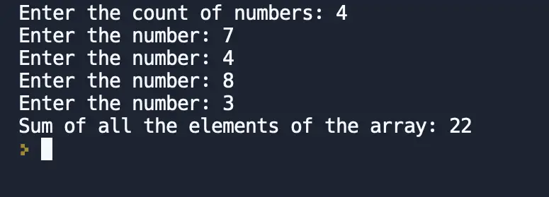 C program to display the sum of n numbers using an array output