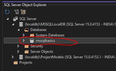ms sql database creation
